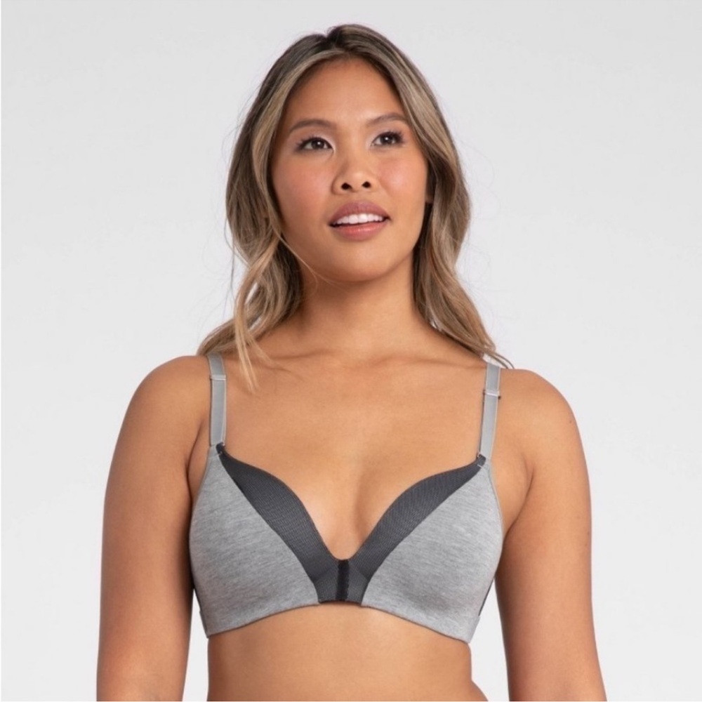ALL YOU LIVELY Women’s All Day Deep V No Wire Bra - Heather Gray
